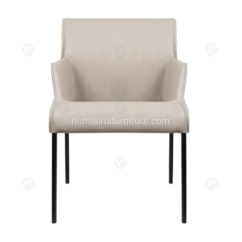 Ltaliaanse minimalistische rijstwitte zadelleren armleuningstoelen